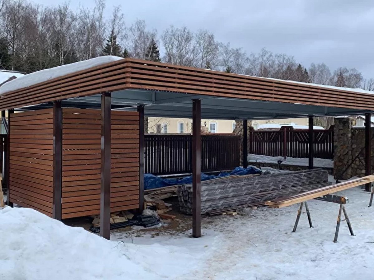 Навес для машины с хозблоком проект