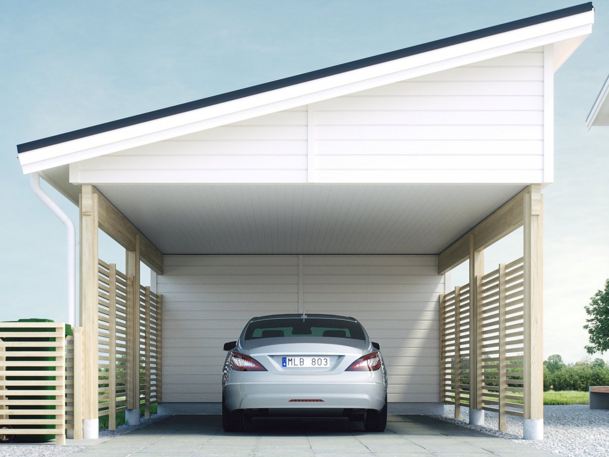 Навес с сараем для автомобиля