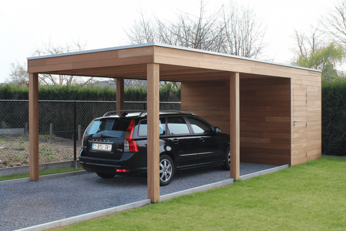 Беседка с навесом для машины