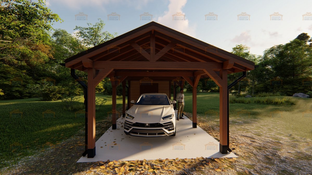 Навес для машины с хозблоком