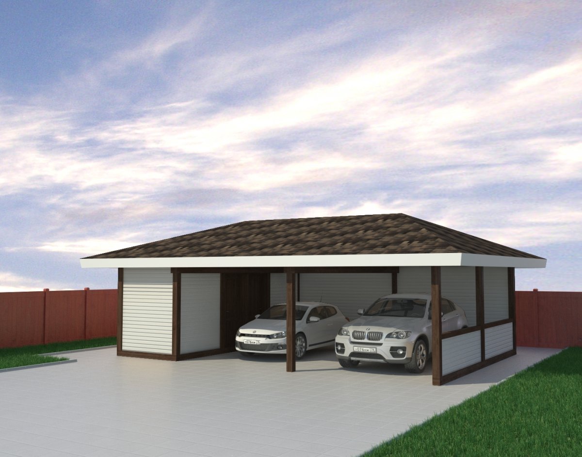 Консольный навес для автомобиля из дерева