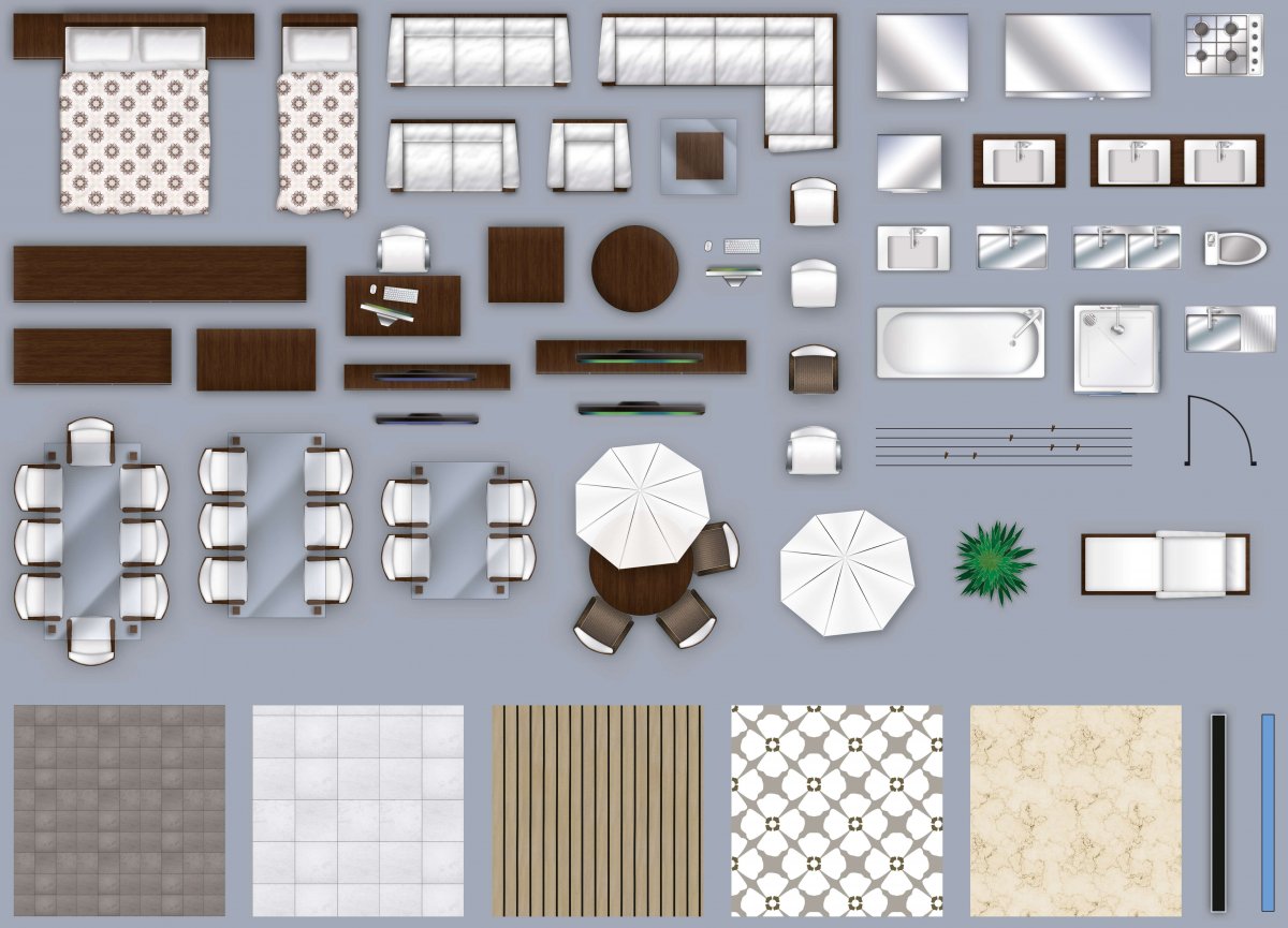 Комплекты мебели для архикад 2д