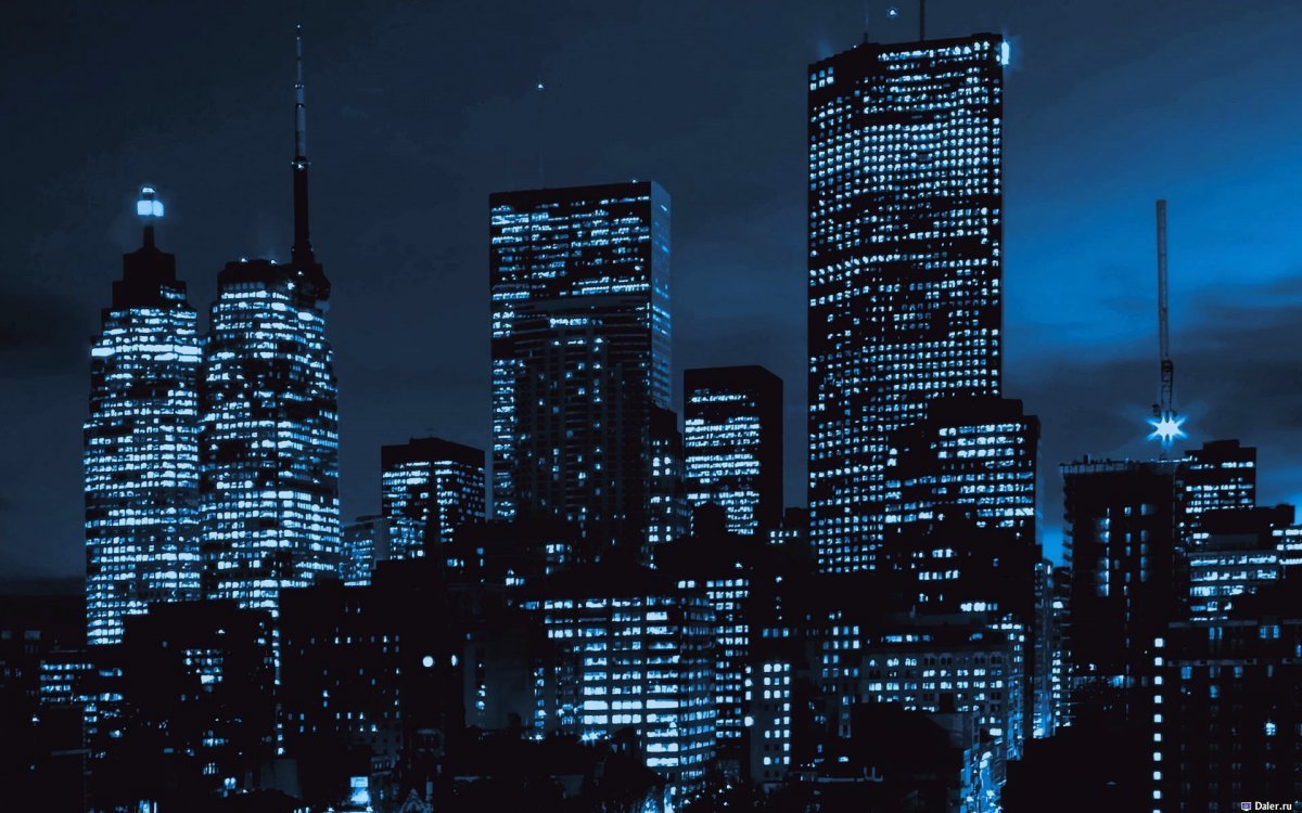 Ночной город небоскребы