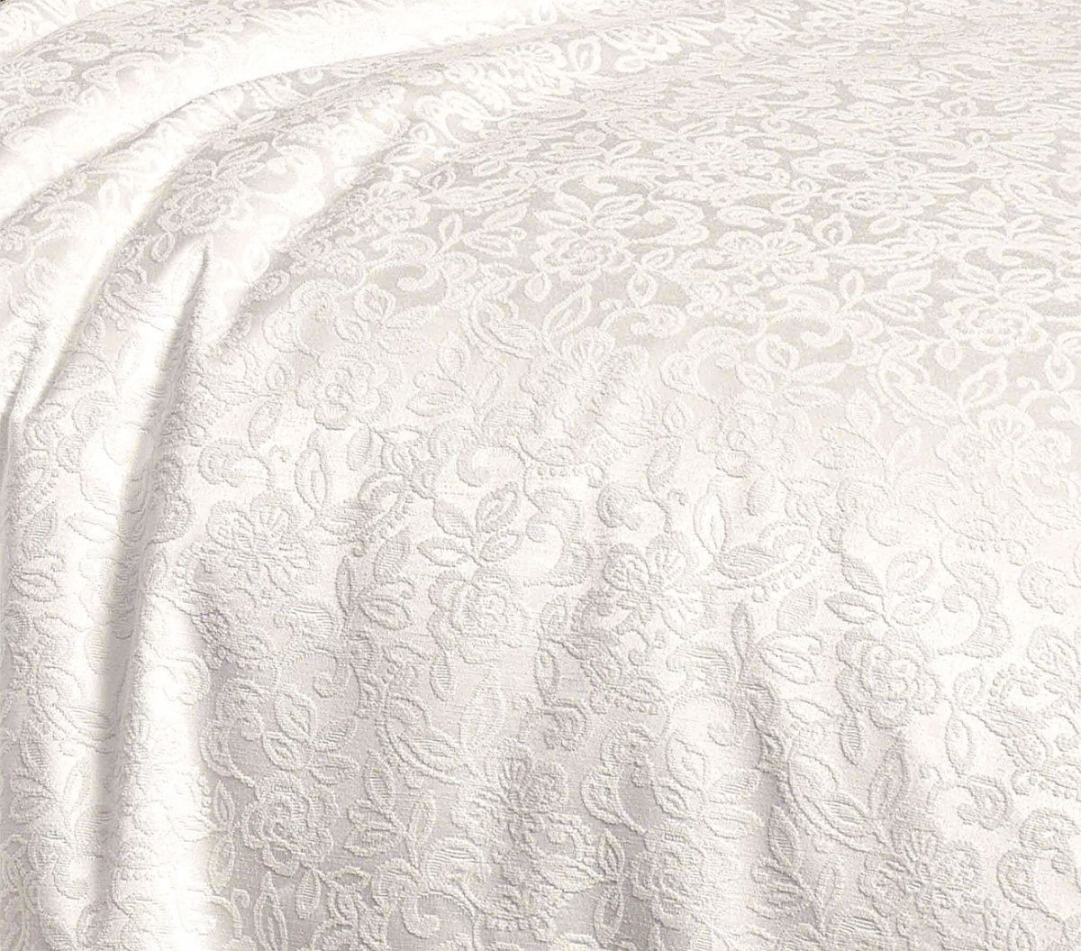 Жаккардовое покрывало серое Дантеле Вите с кружевом