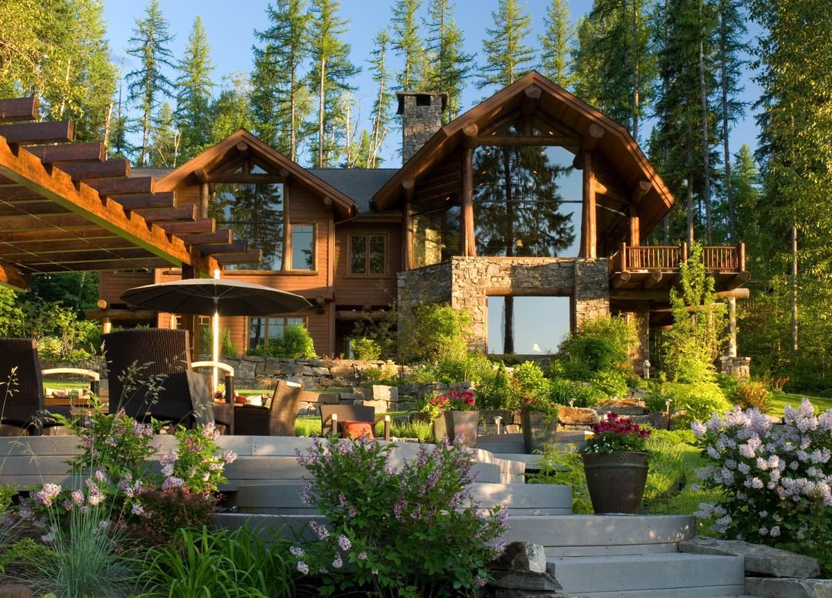 Постройка дома в саду. Ландшафт в стиле Шале. Сад в стиле альпийского Шале. Особняк Шале Колорадо. Красивые коттеджи.