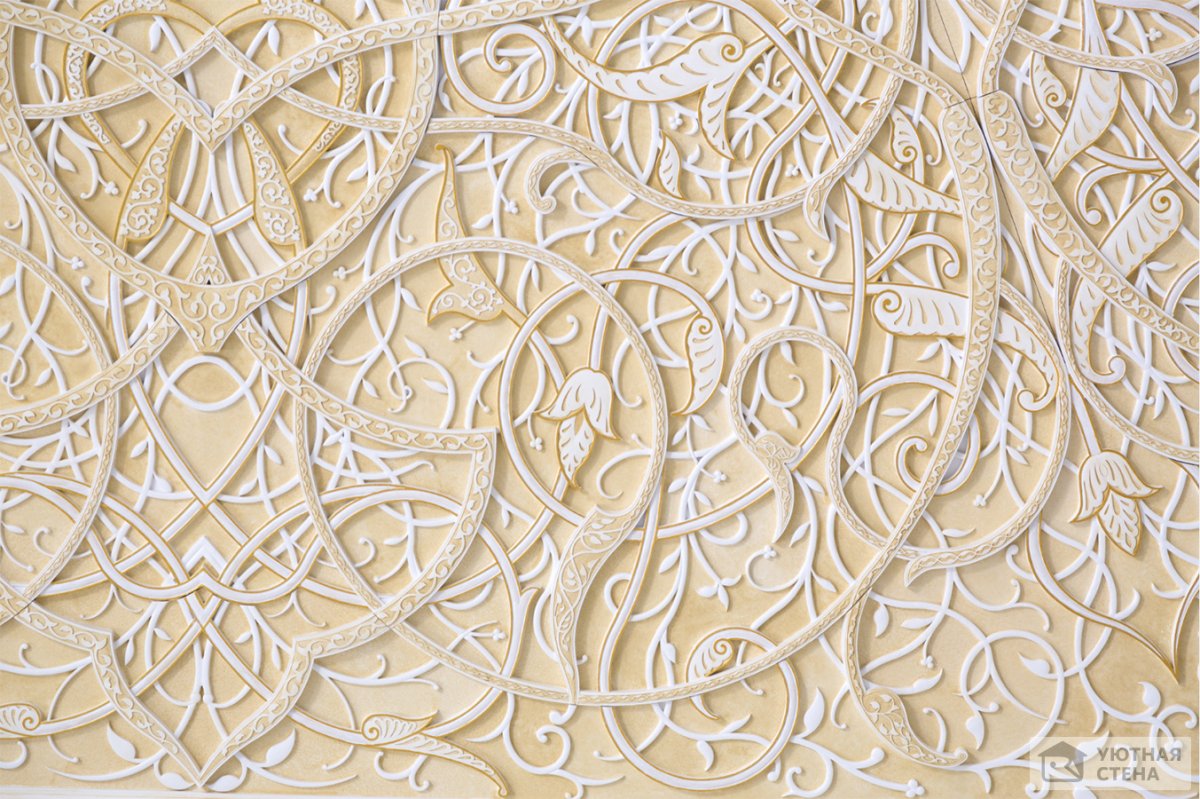 Барельеф цветы на стене