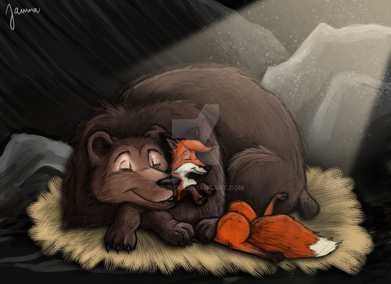 Медведь и лиса. Лиса обнимает мишку. Медвежонок обнимает лисичку. Лис и медведь.