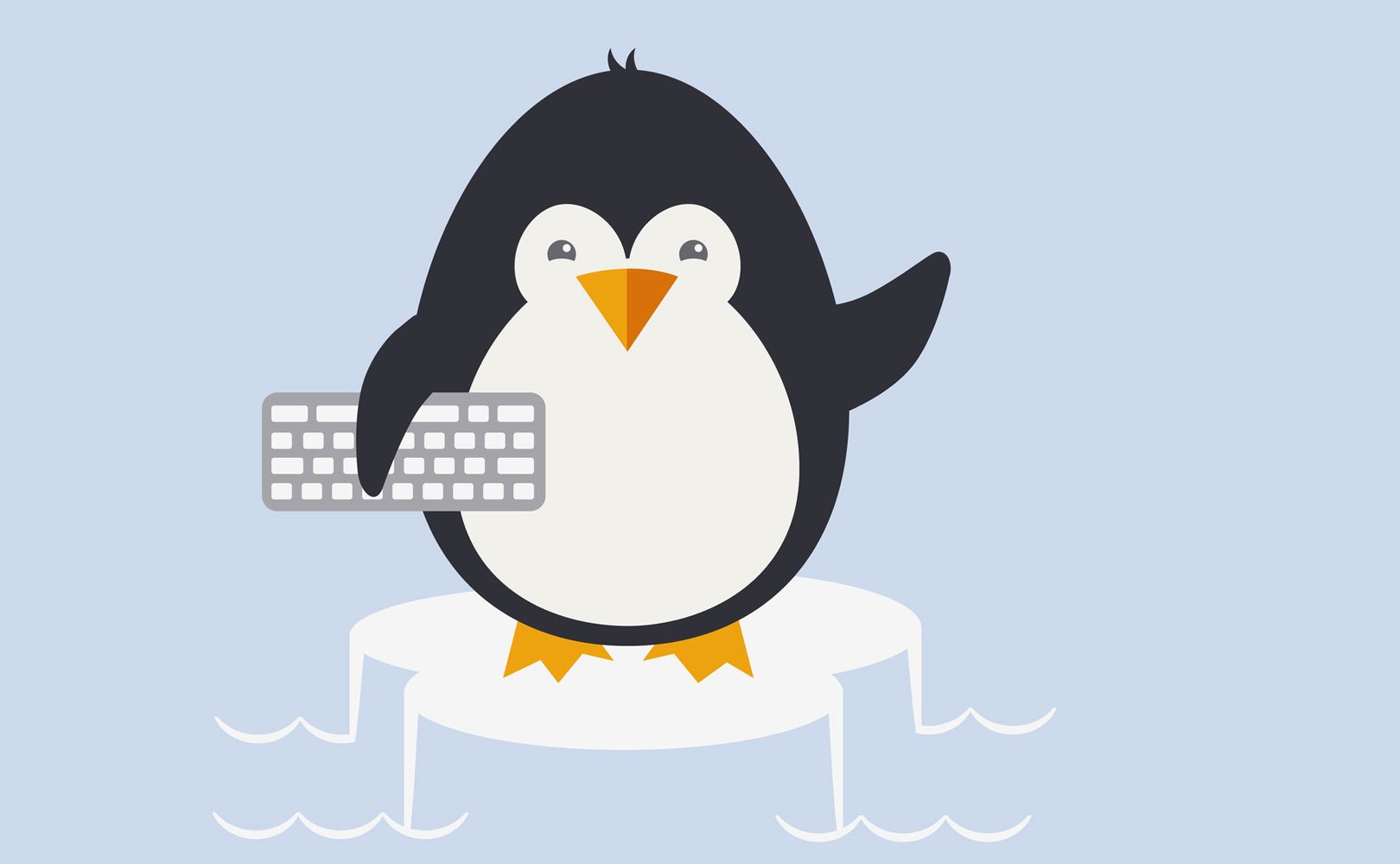 Пингвин с компьютером Linux