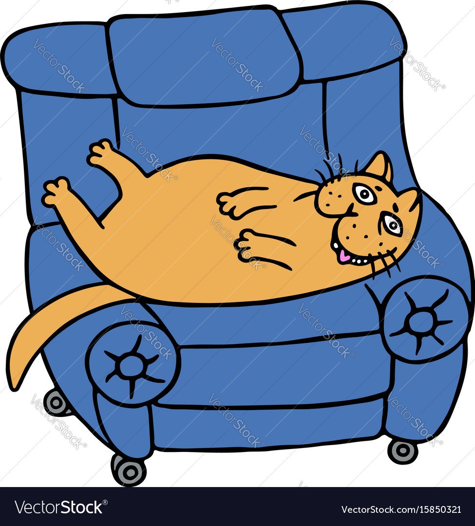 Толстый котик лежит на картине