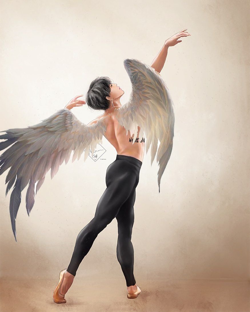 Разумный ангел в танце с демоном. Чимин Блэк Свон арт. Чимин 2020 ангел. Чимин ангел Black Swan. Блэк Свон БТС арт ангел.