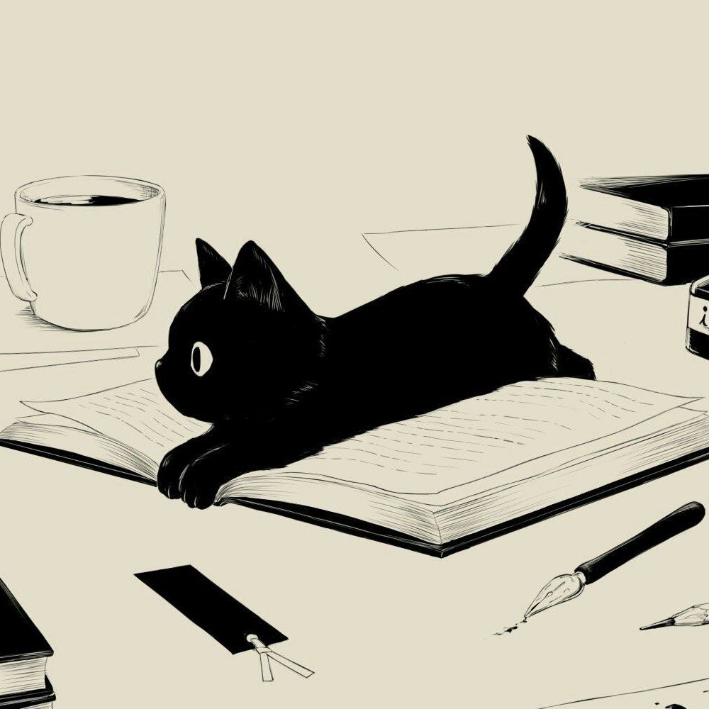 Чёрно-белый котёнок арт