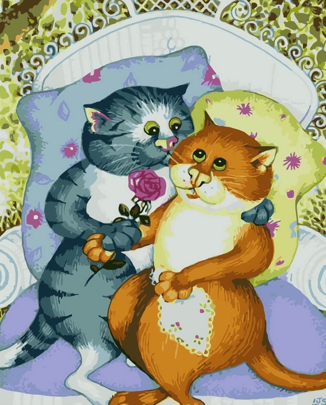Картинки с любящими котиками. Linda Jane Smith. Кошки любовь. Влюбленный кот. Влюбленные котята.