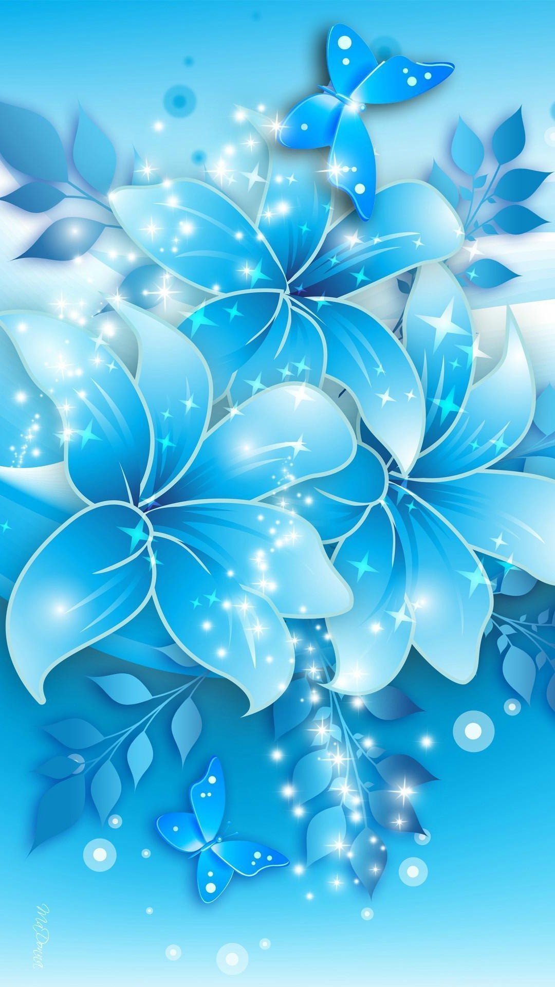 Обои на телефон синие цветы - 72 фото