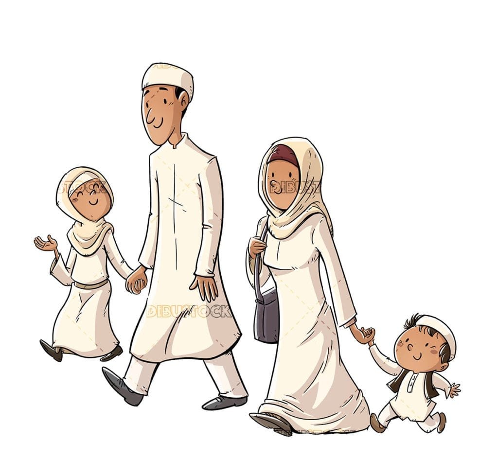 Мусульманская семья вектор