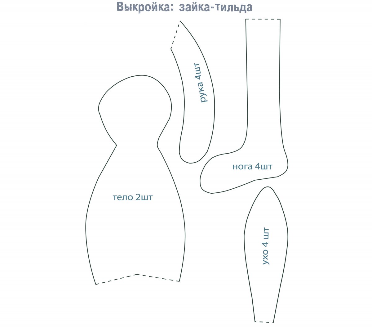 Текстильный заяц выкройка