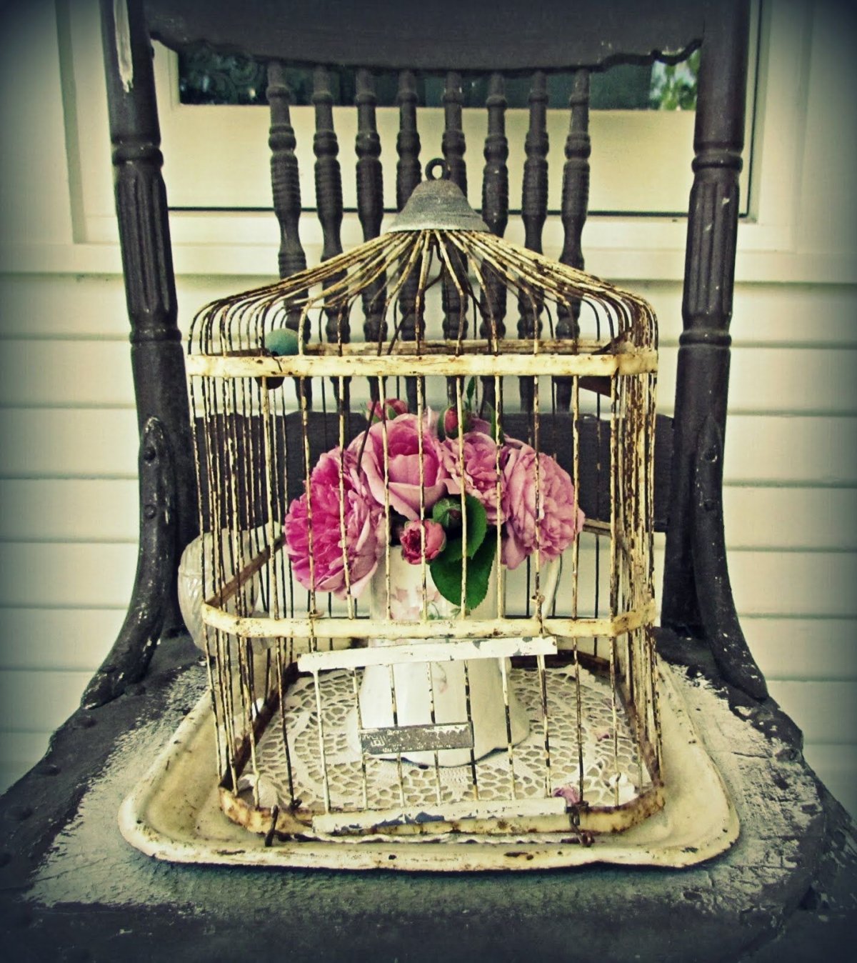 Розовая птичка в клетке