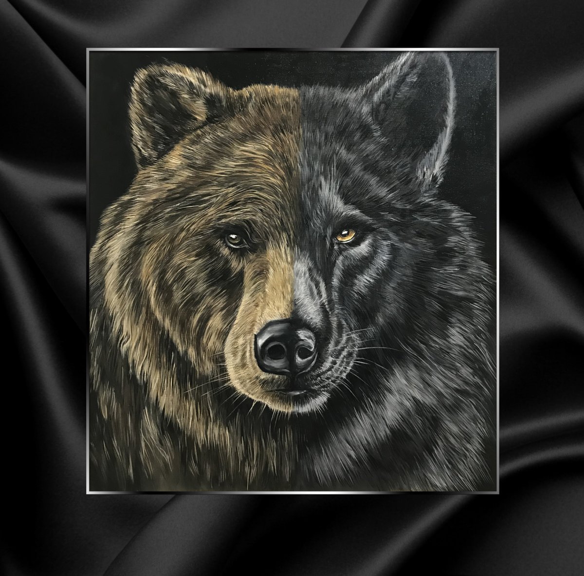 Картина медведь и волк