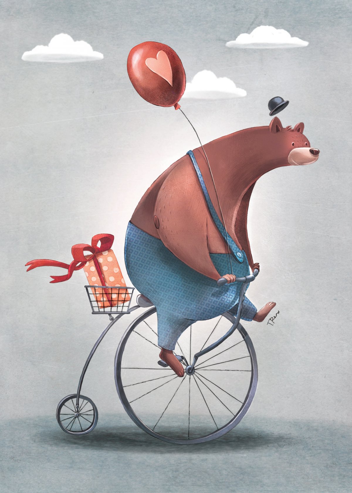 Медведь на одноколесном велосипеде