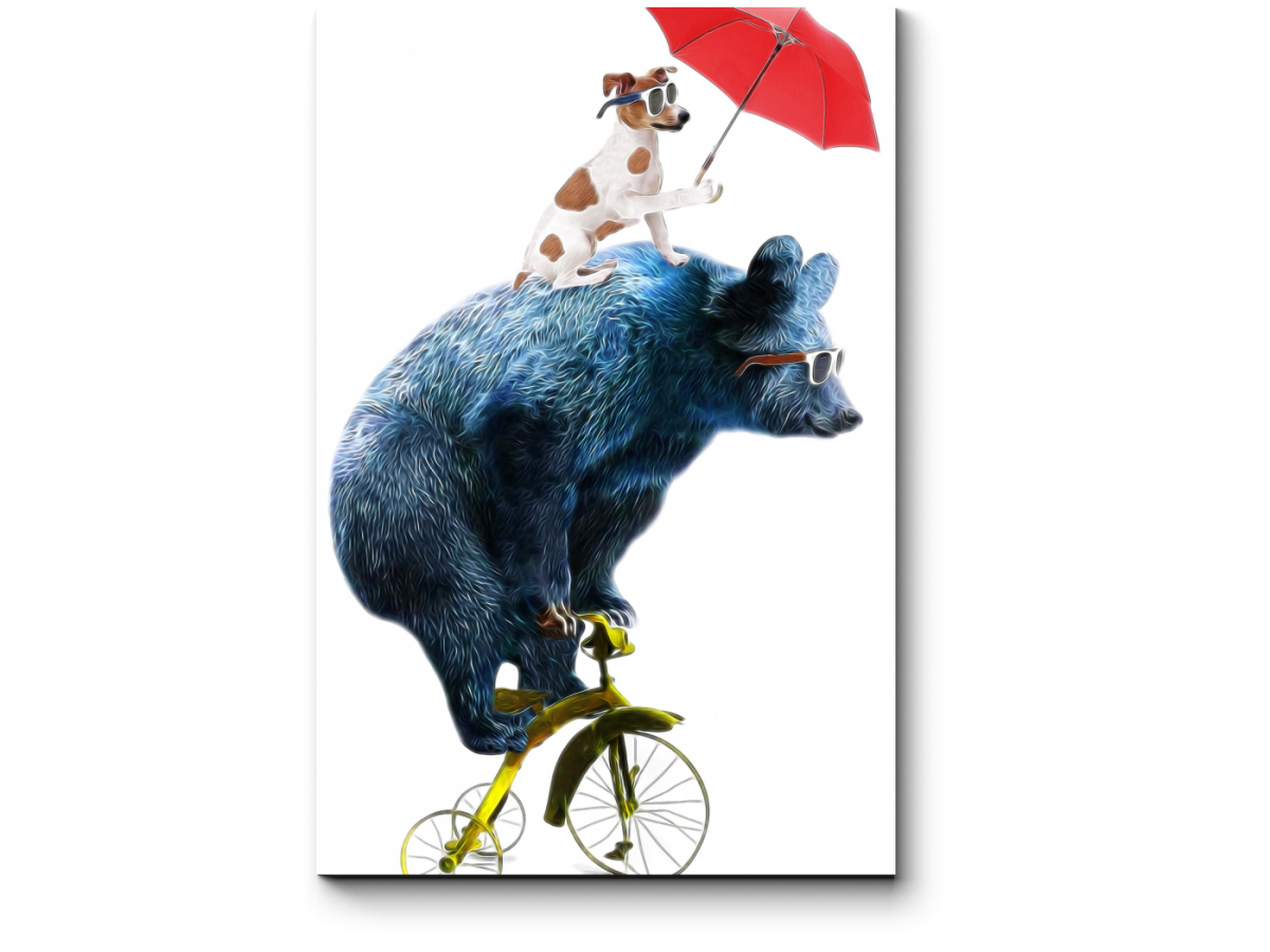 Картина медведь на велосипеде