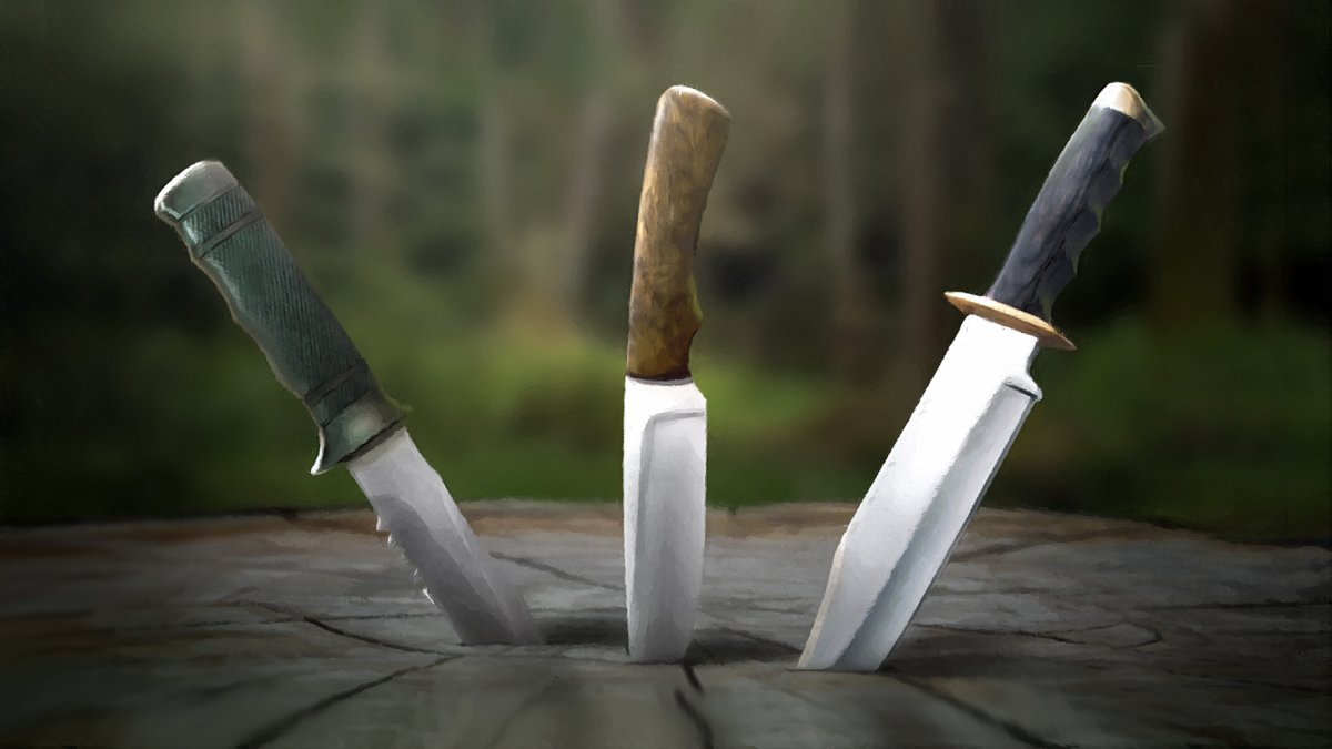 Складной нож на столе