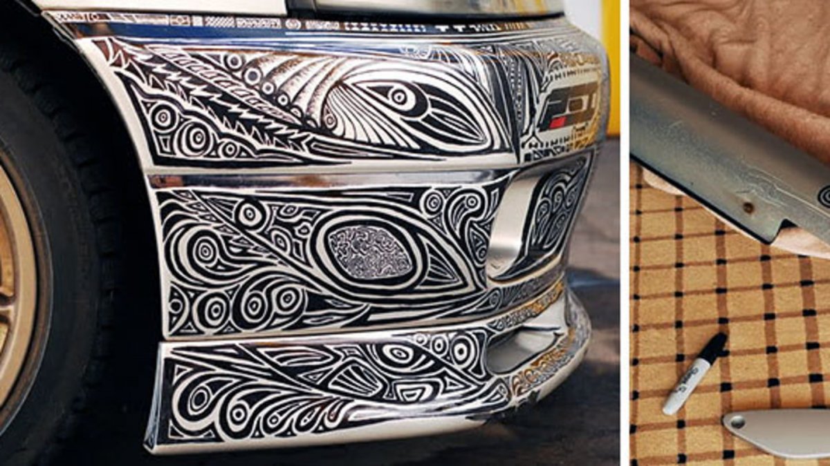 Аэрография на розовой машине