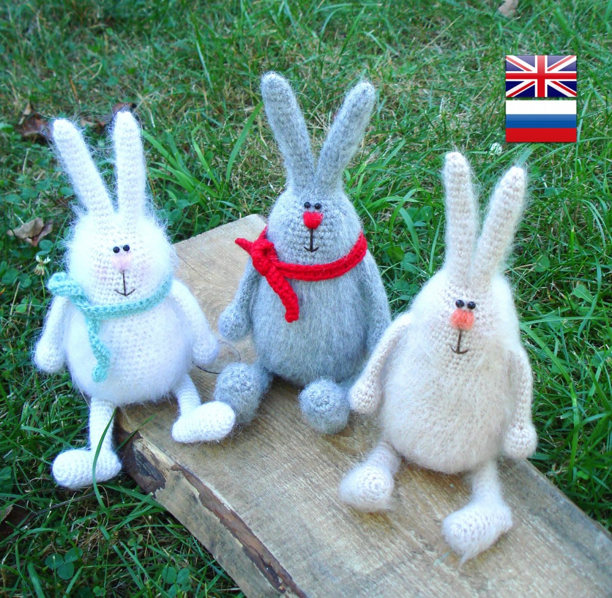 Вязаная игрушка заяц