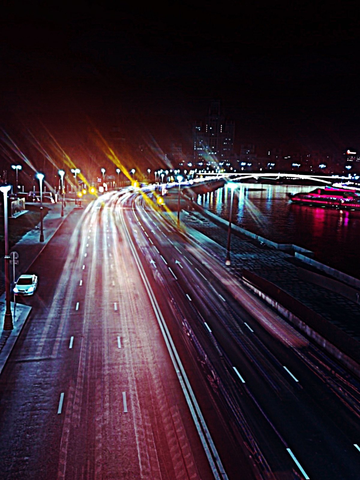 Ночная дорога в горах авто