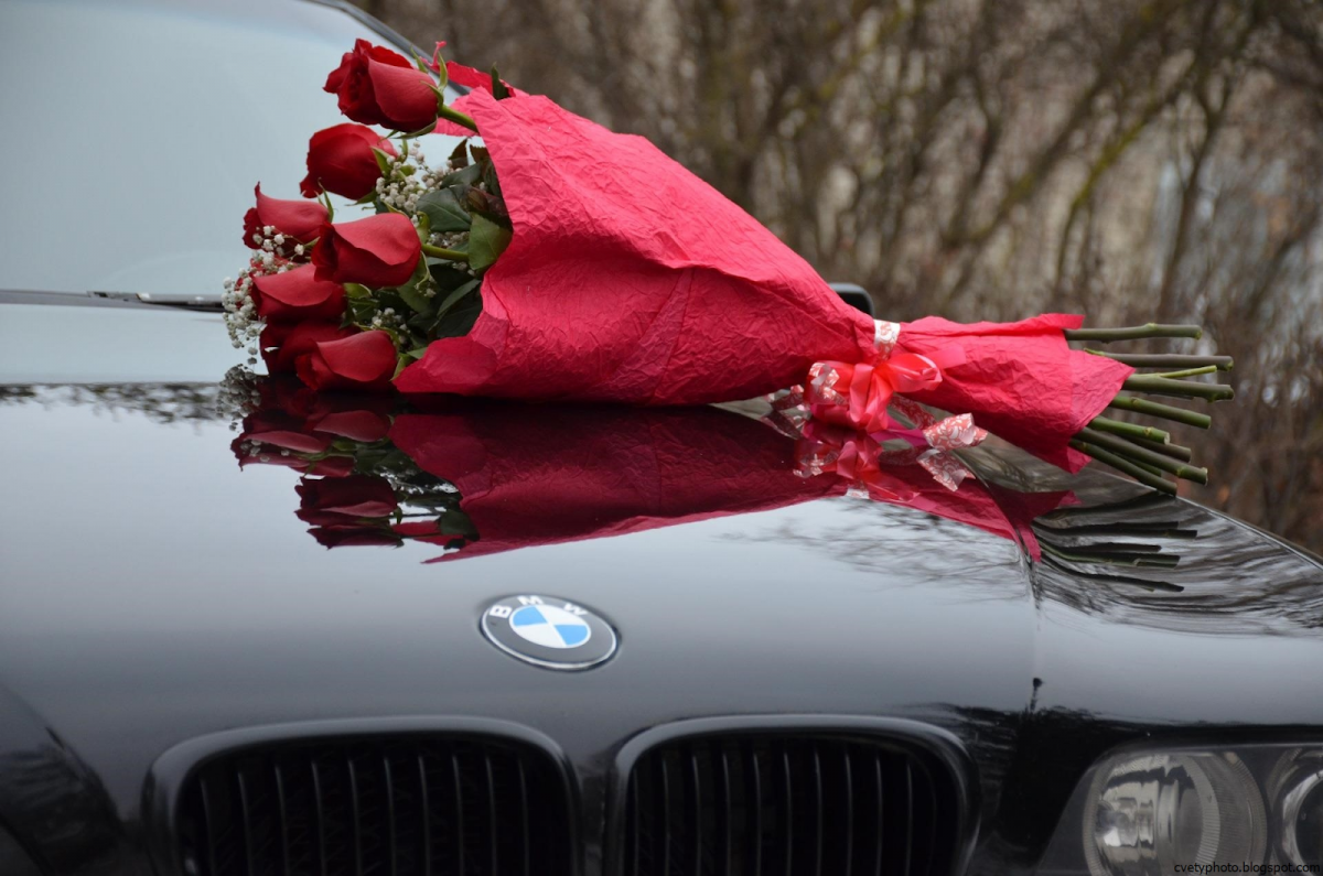 БМВ е39 и цветы