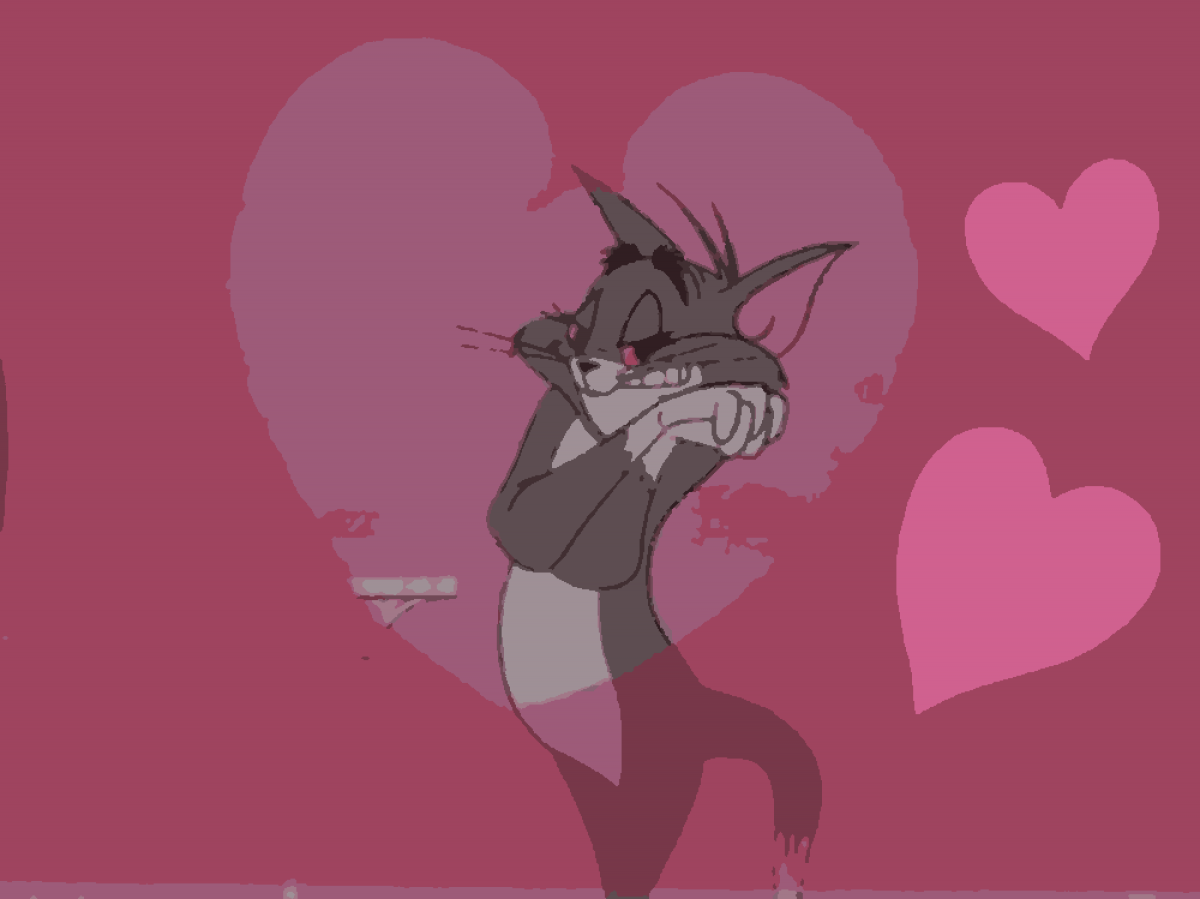 Кот том с сердечками