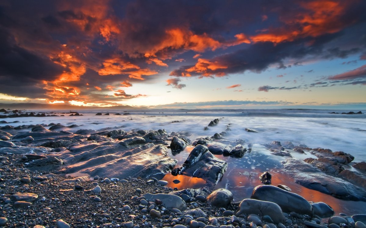 Волны пляж закат