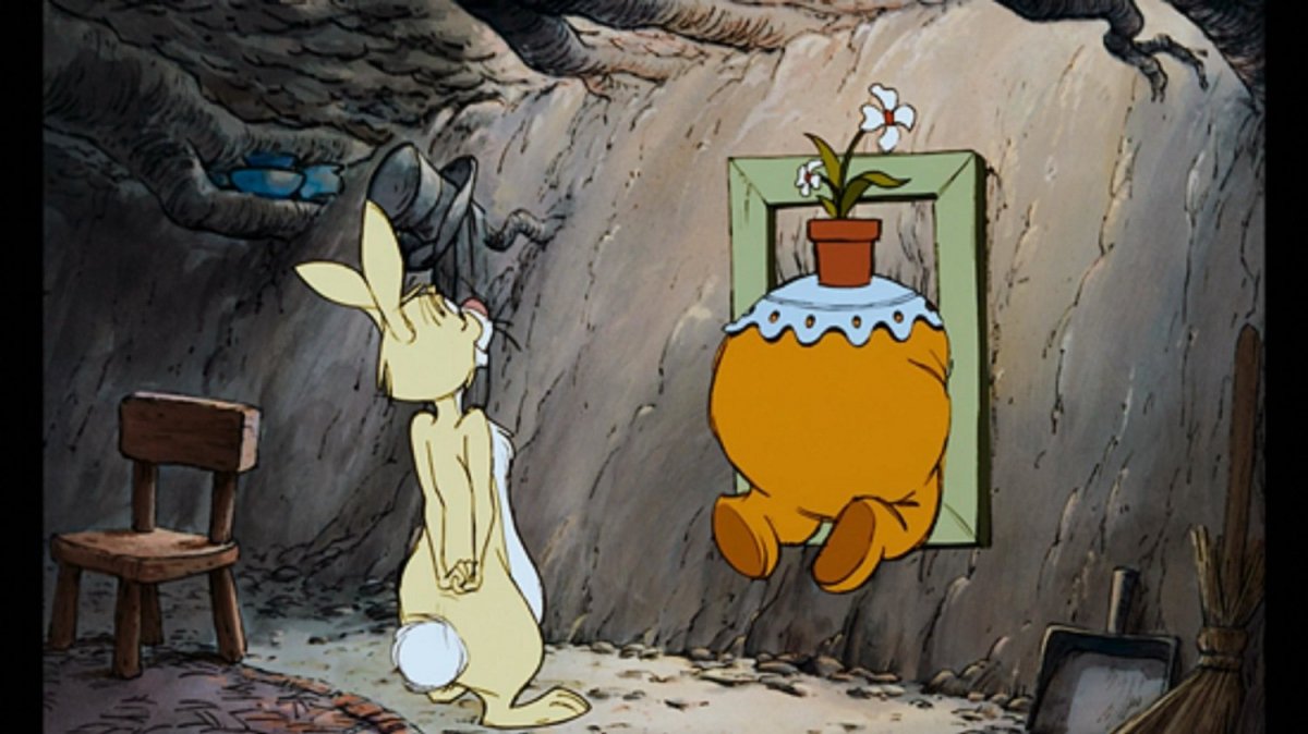 Винни пух застрял в норе у кролика