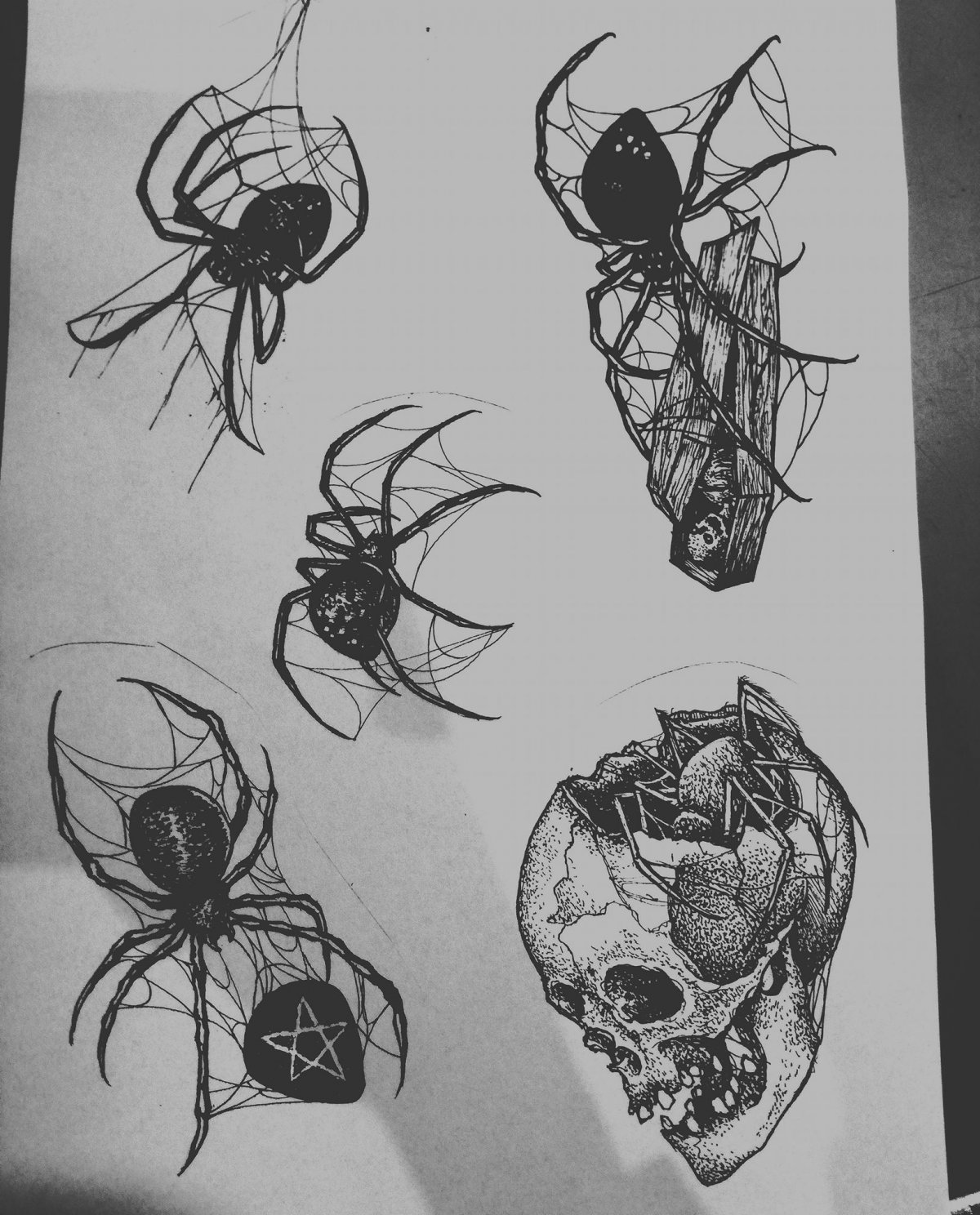 Эскизы пауков для тату