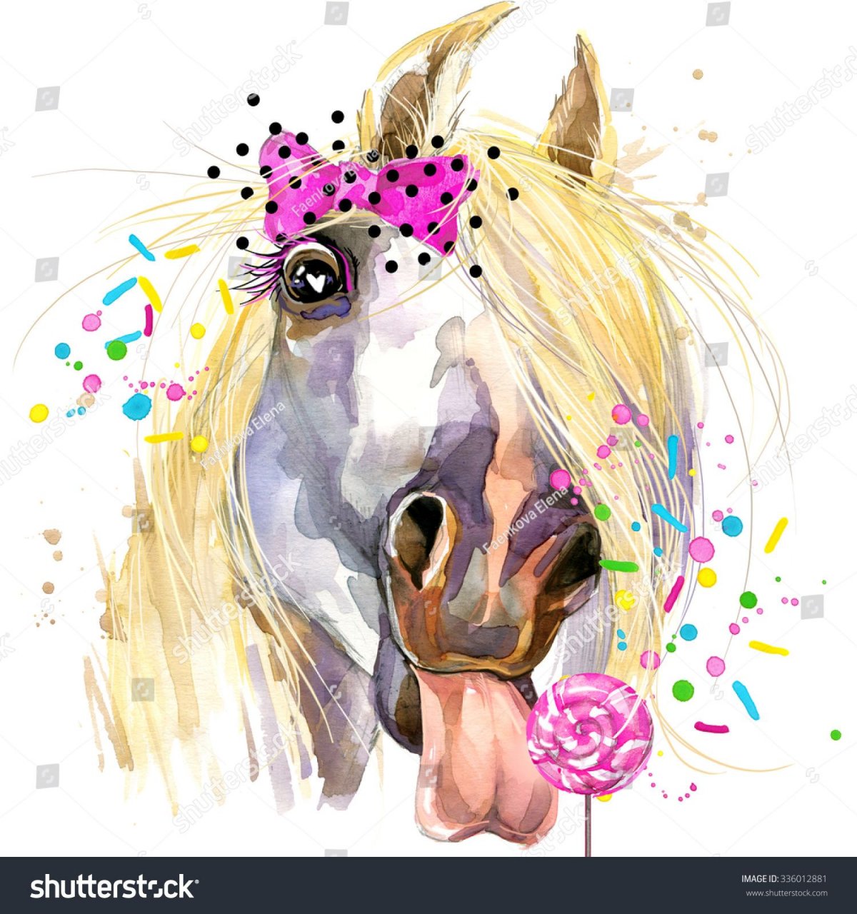 Рисунки весёлых лошадей акварелью