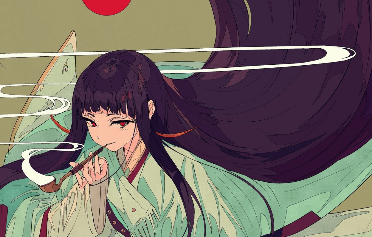 Аниме девушка с трубкой