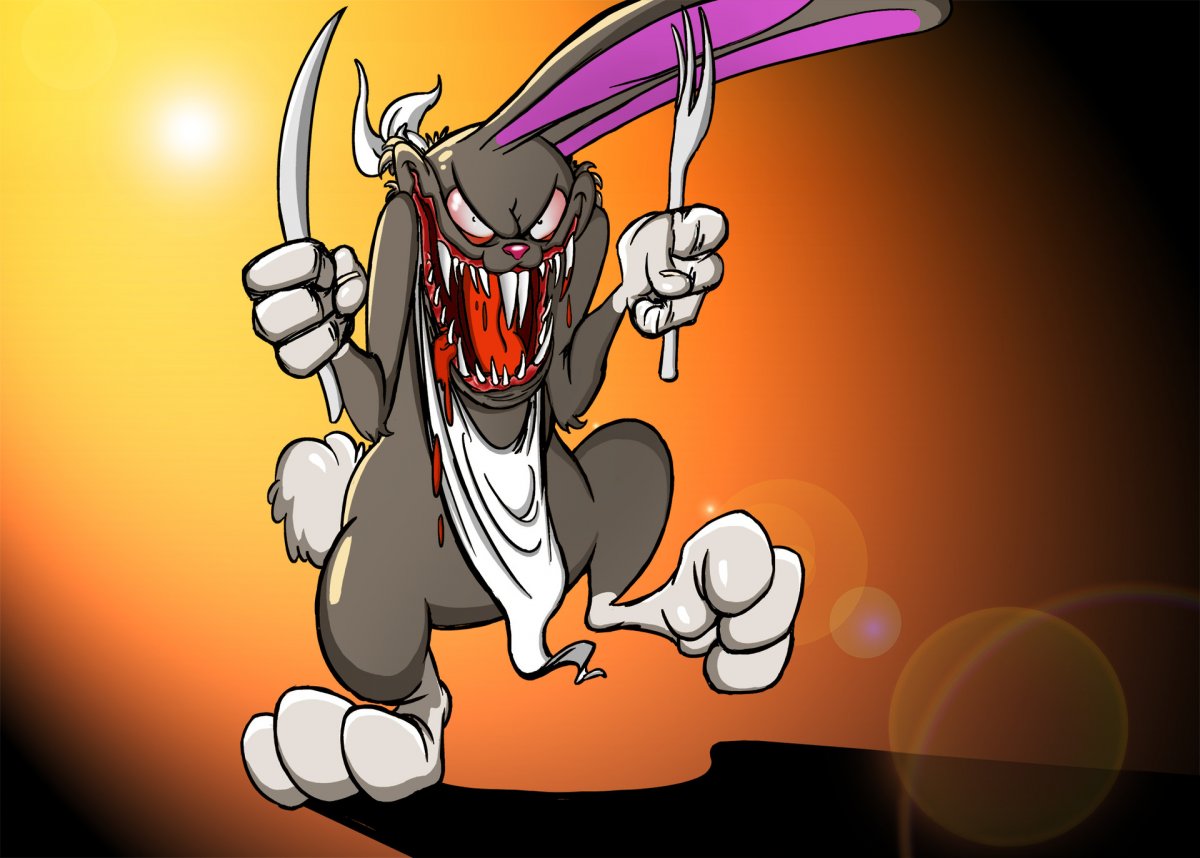 Бешеный кролик атакует