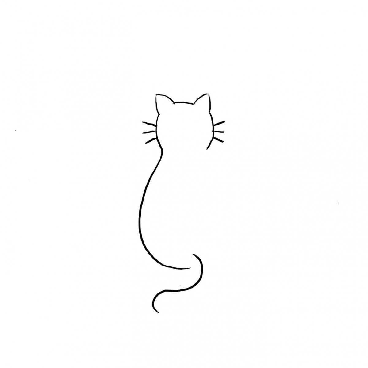 Тату контур кошки