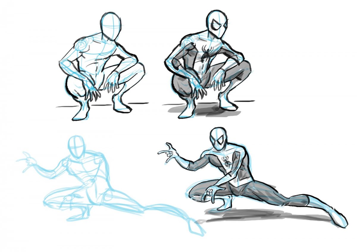 Поза девочки паука