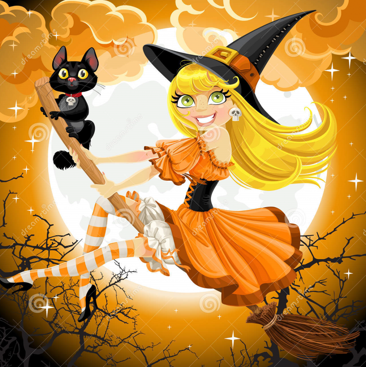 Ведьмочка с кошкой