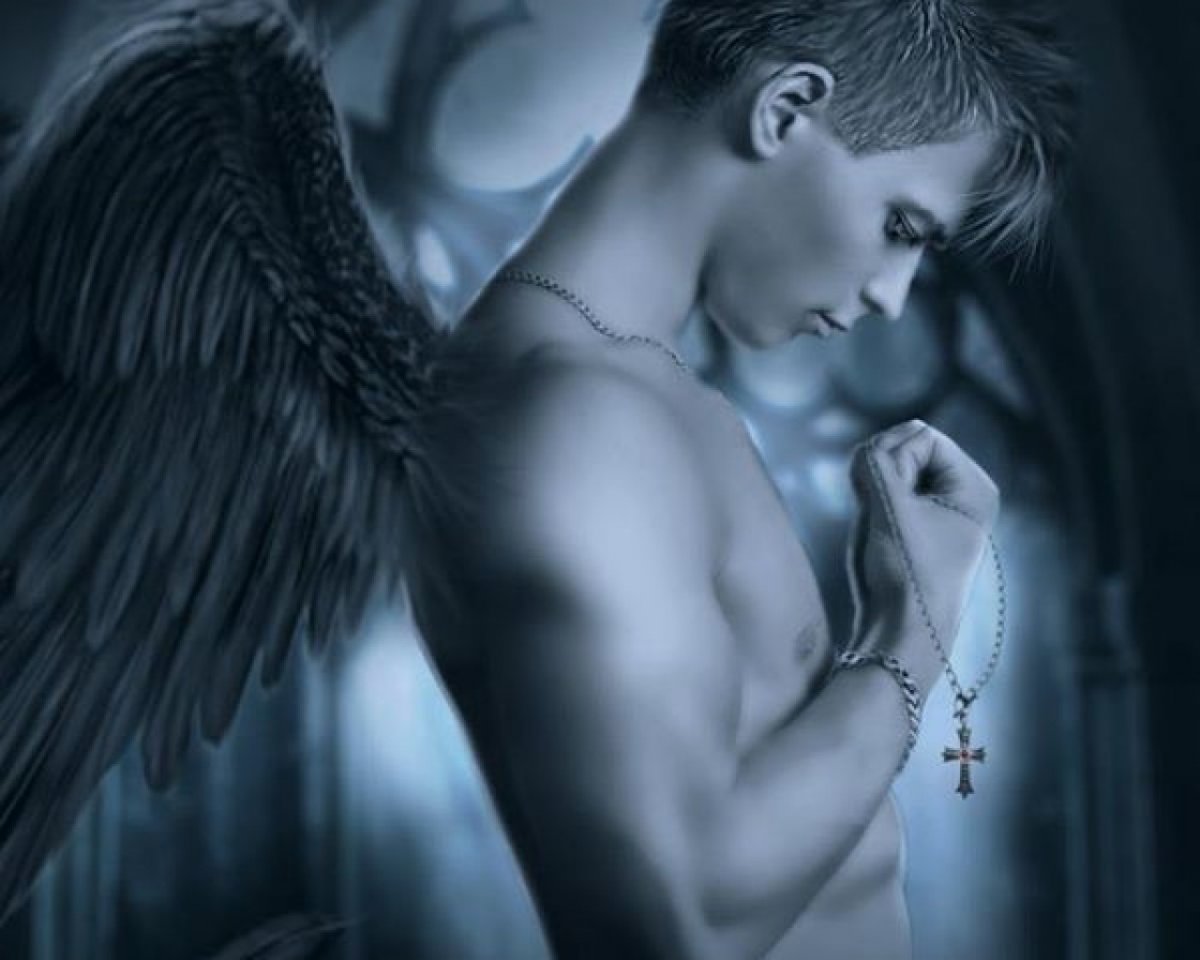 Аниме Поу ангел полутдемон парень