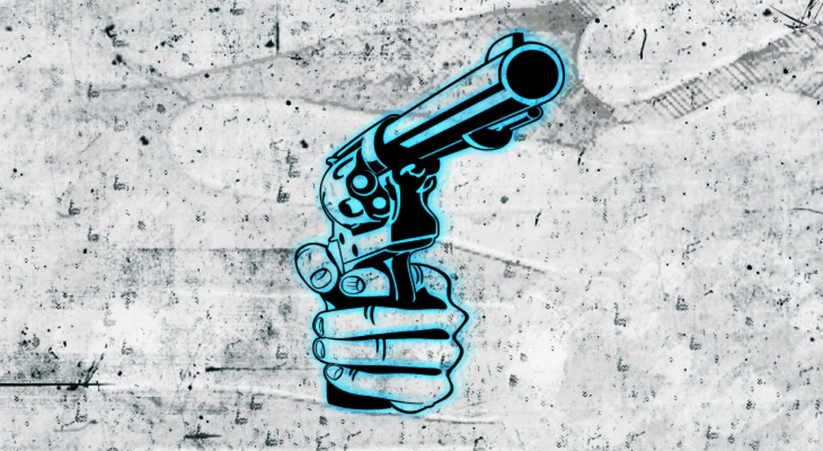 Нарисованное дуло пистолета