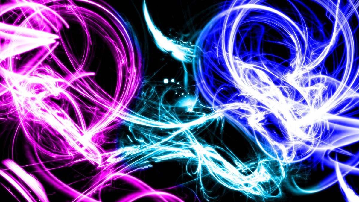 Неоновые цветы на черном фоне