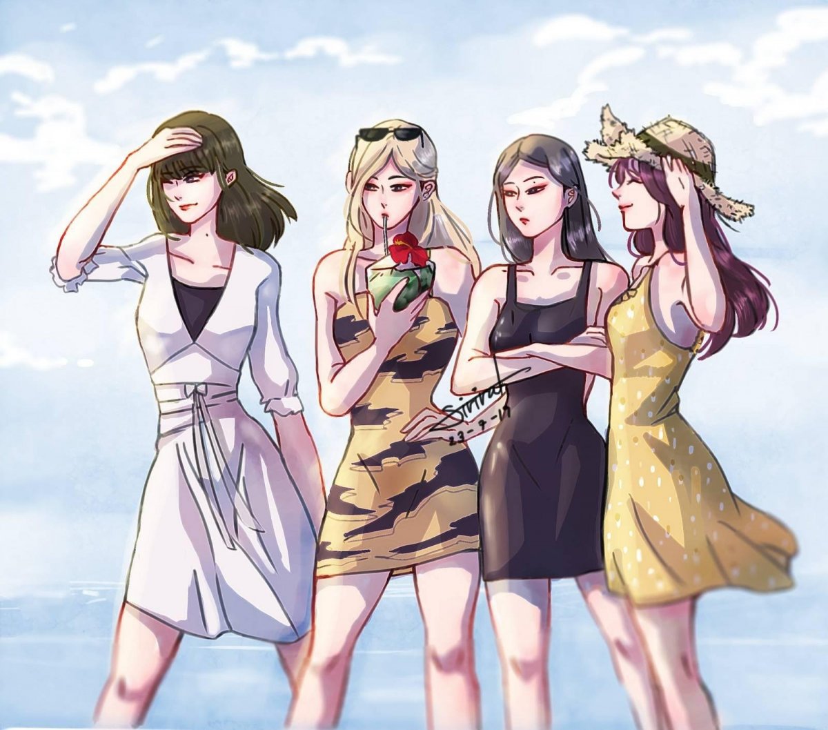 Эстетичные обои 3 подруги мультяшные