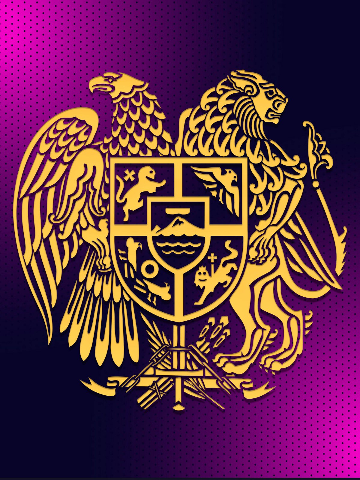 Армянский герб на черном фоне