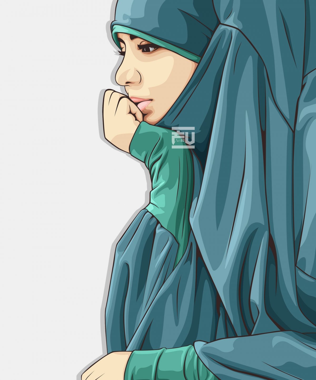 Девушка в хиджабе картина нарисованная