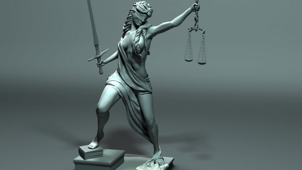 Фемида на зеленом фоне