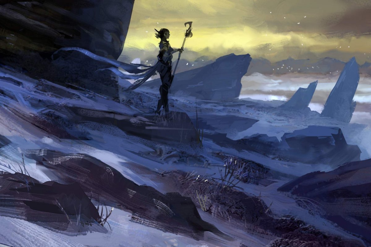 Человек в горах арт фэнтези