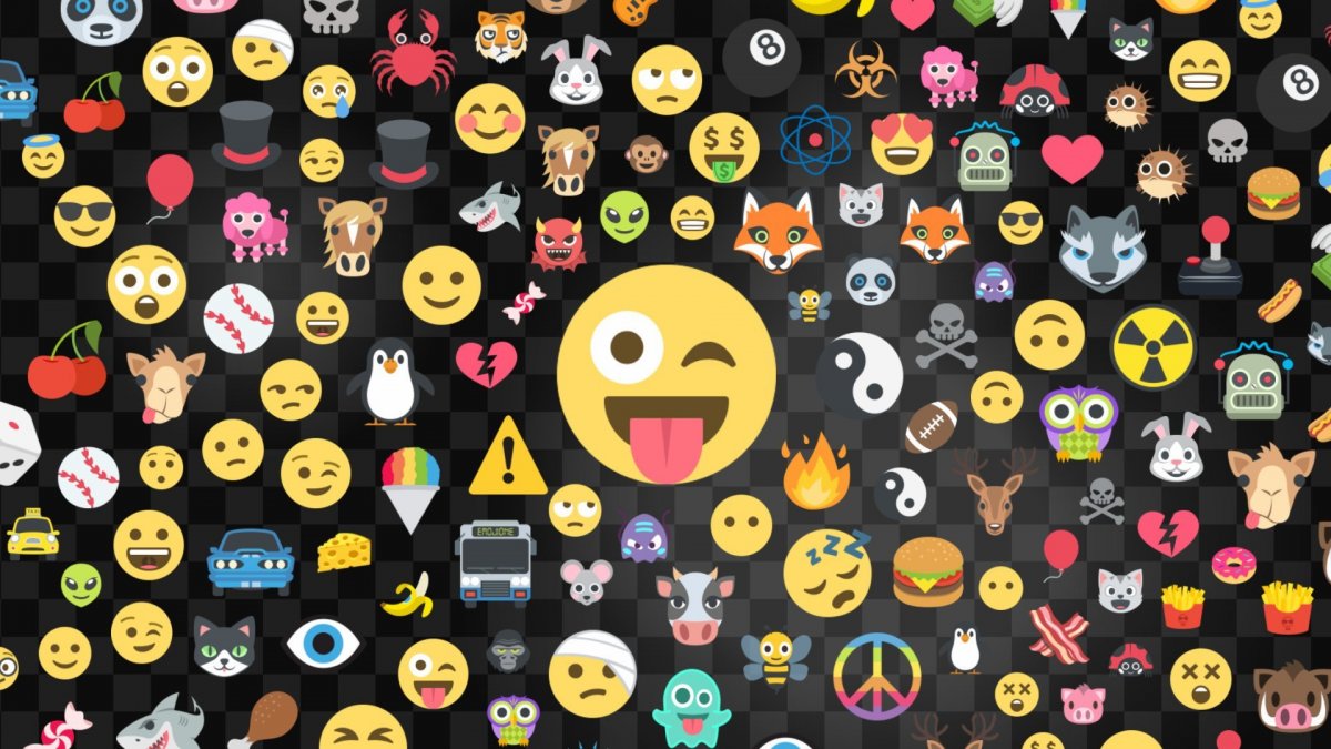 Много смайликов на чёрном фоне