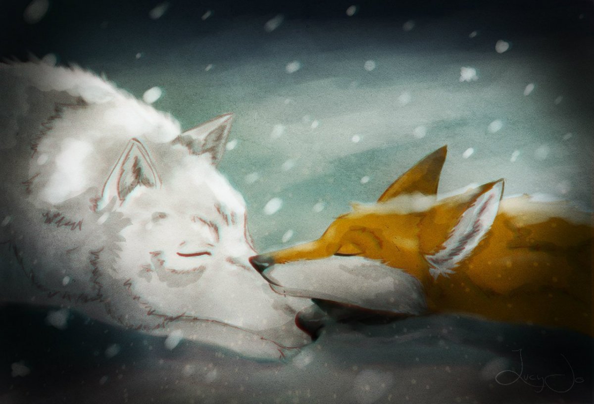 Волк обнимает девушку