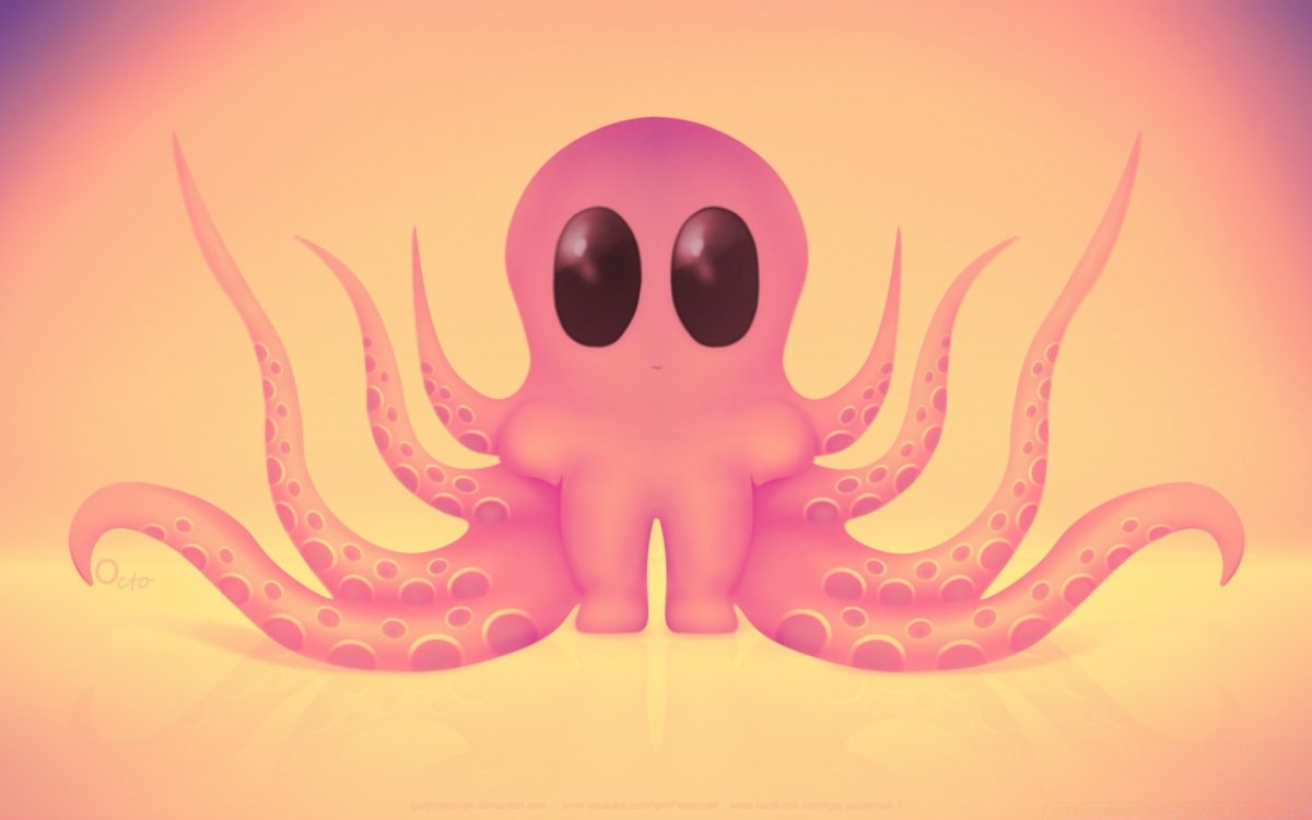 Осьминог акварель