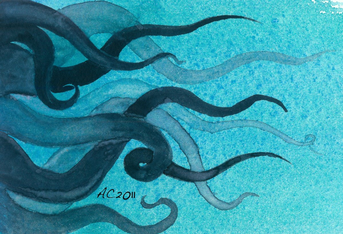 Осьминог под водой арт